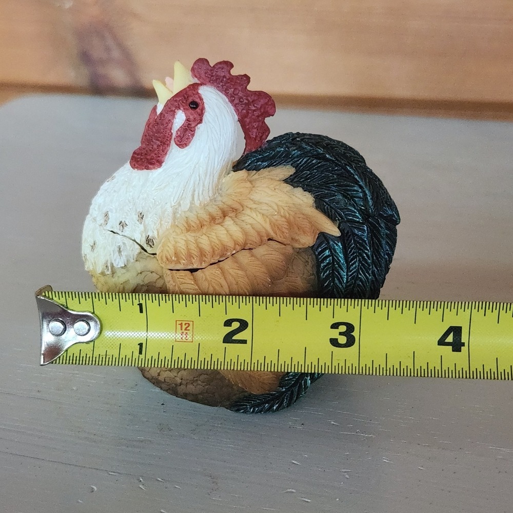 Stone Critter Keeper Trinket Jewelry Box & Lid Rooster Vintage Country Farm Rare - Picture 11 of 11